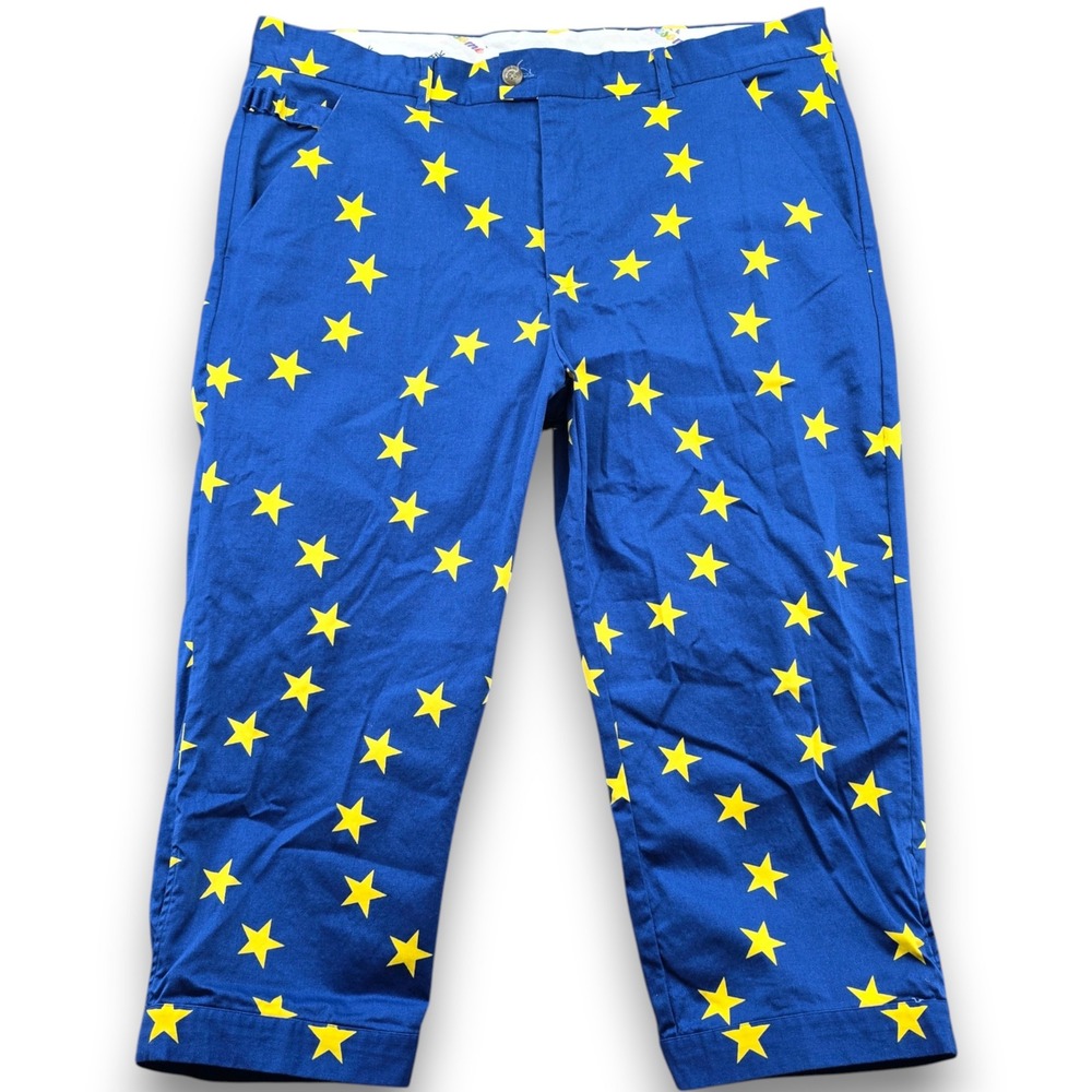 Royal Awesome Eurostar Plus Twos Golf Knickers Mens 40 Blue Yellow Star